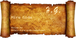 Hirs Gida névjegykártya